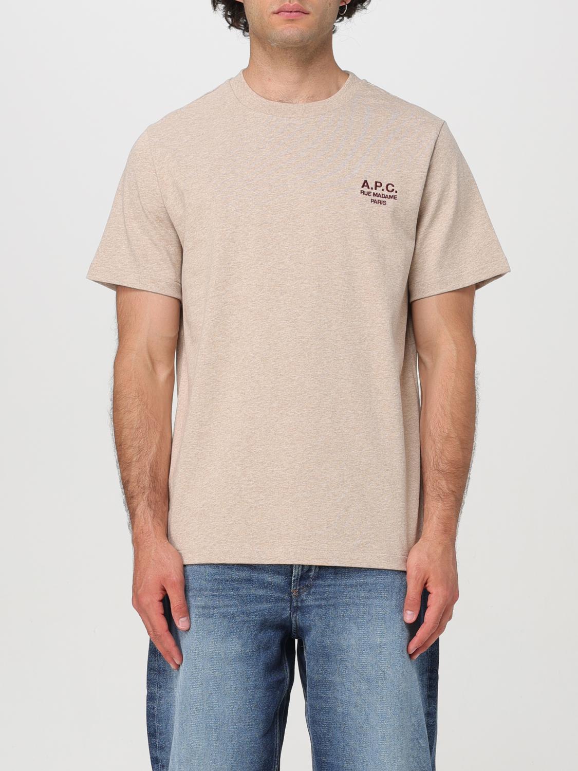 A.P.C. T-SHIRT: A.P.C. T-shirt with Mini Logo, Beige - Img 1