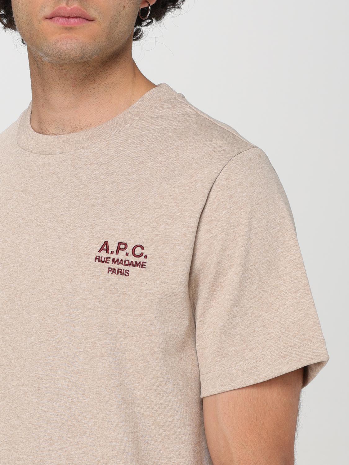 A.P.C. T-SHIRT: A.P.C. T-shirt with Mini Logo, Beige - Img 4