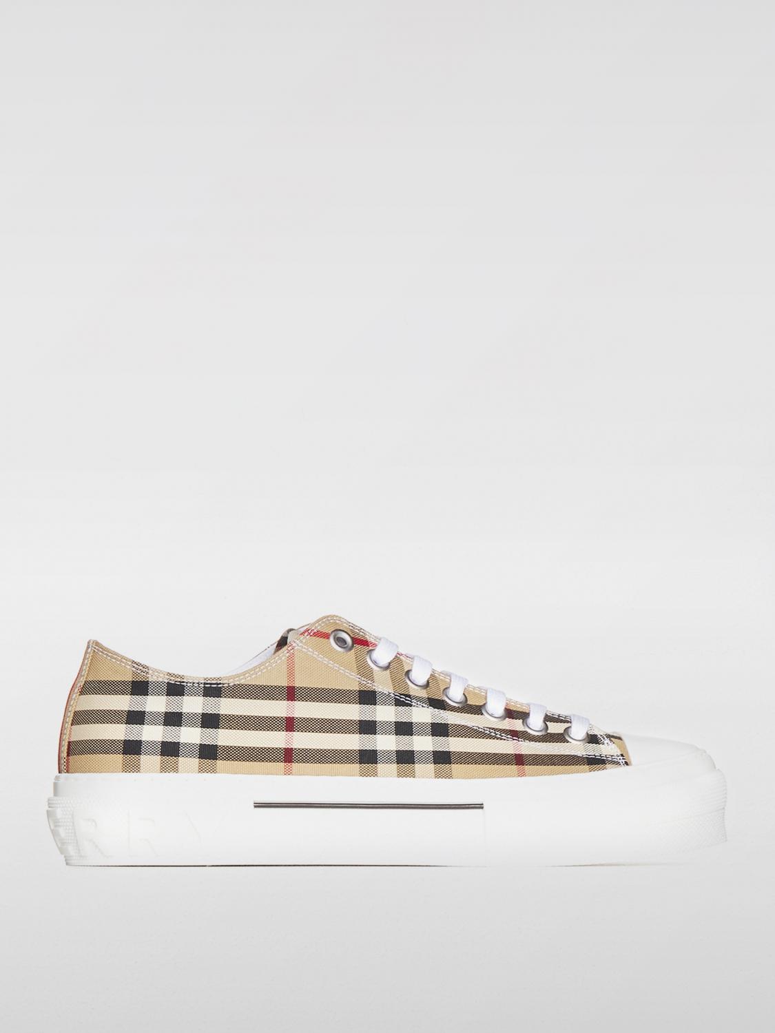 BURBERRY SNEAKERS: Sneakers Vintage Check Burberry in canvas jacquard , Beige - Img 1