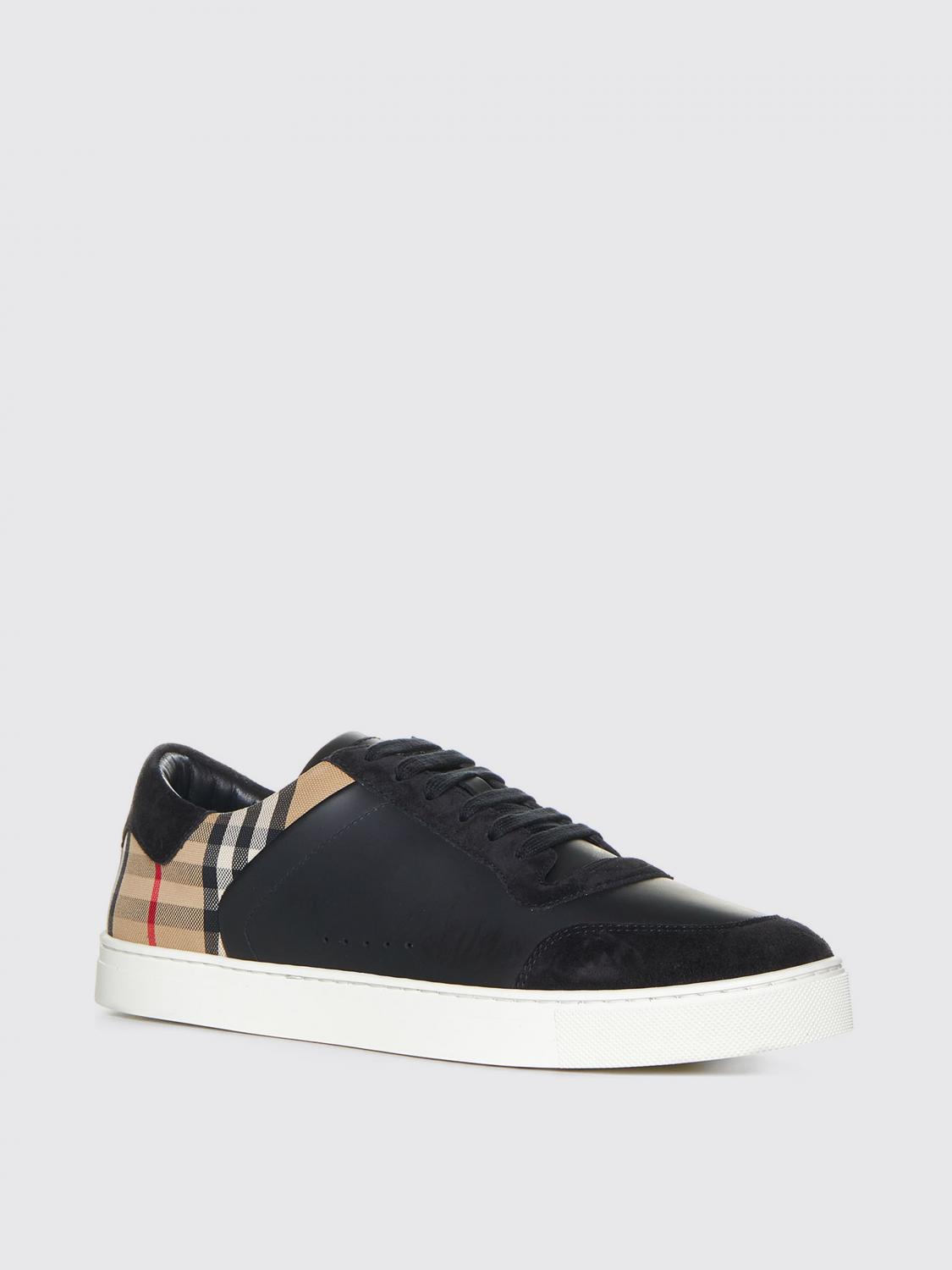 BURBERRY BASKETS: Baskets Burberry en cuir et toile jacquard, Noir - Img 2