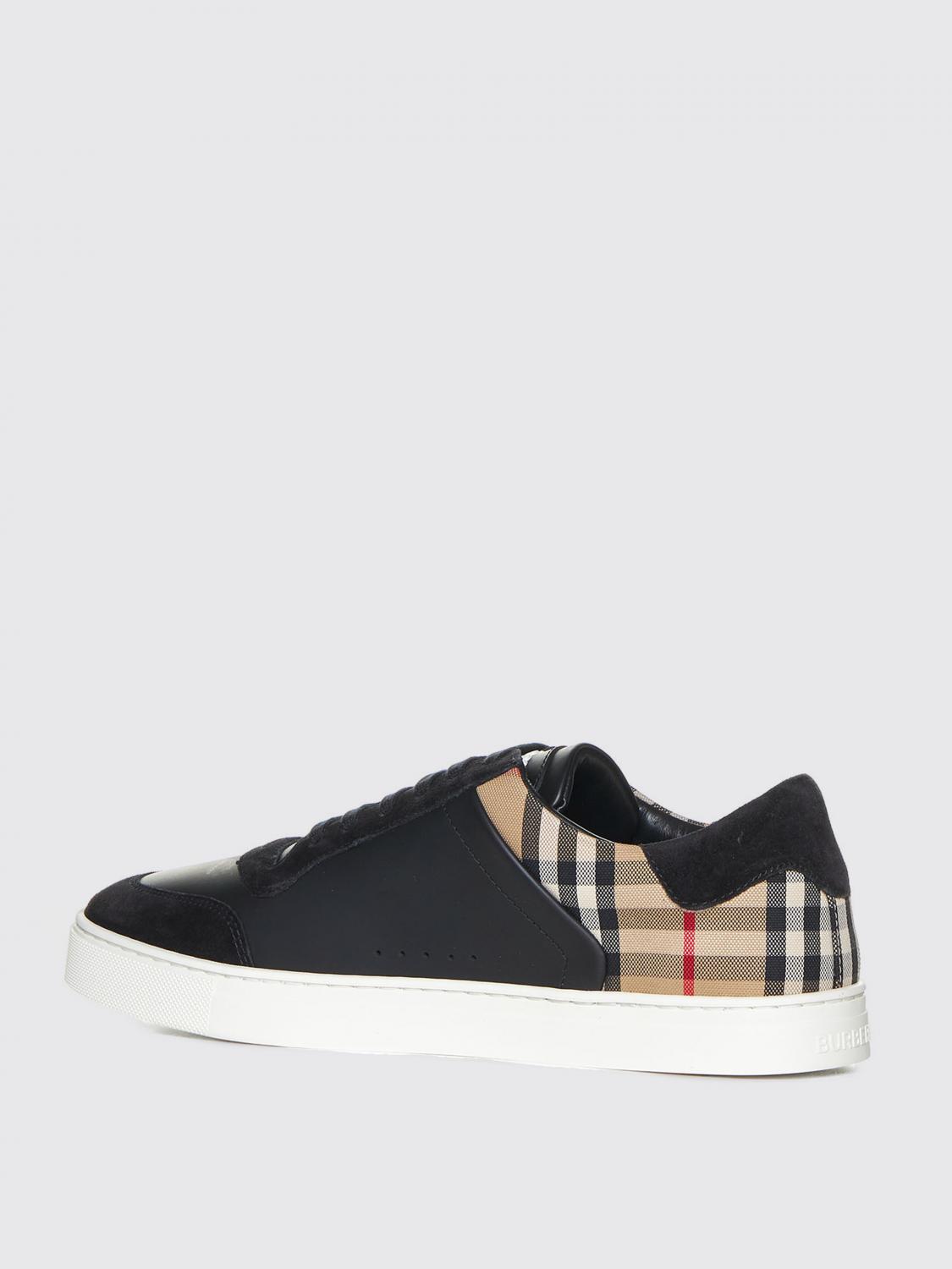 BURBERRY BASKETS: Baskets Burberry en cuir et toile jacquard, Noir - Img 3