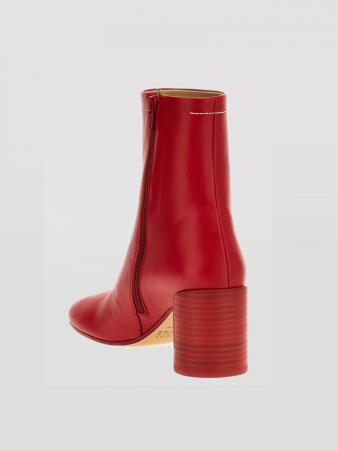 MM6 MAISON MARGIELA FLAT ANKLE BOOTS: Flat ankle boots woman Mm6 Maison Margiela, Red - Img 3