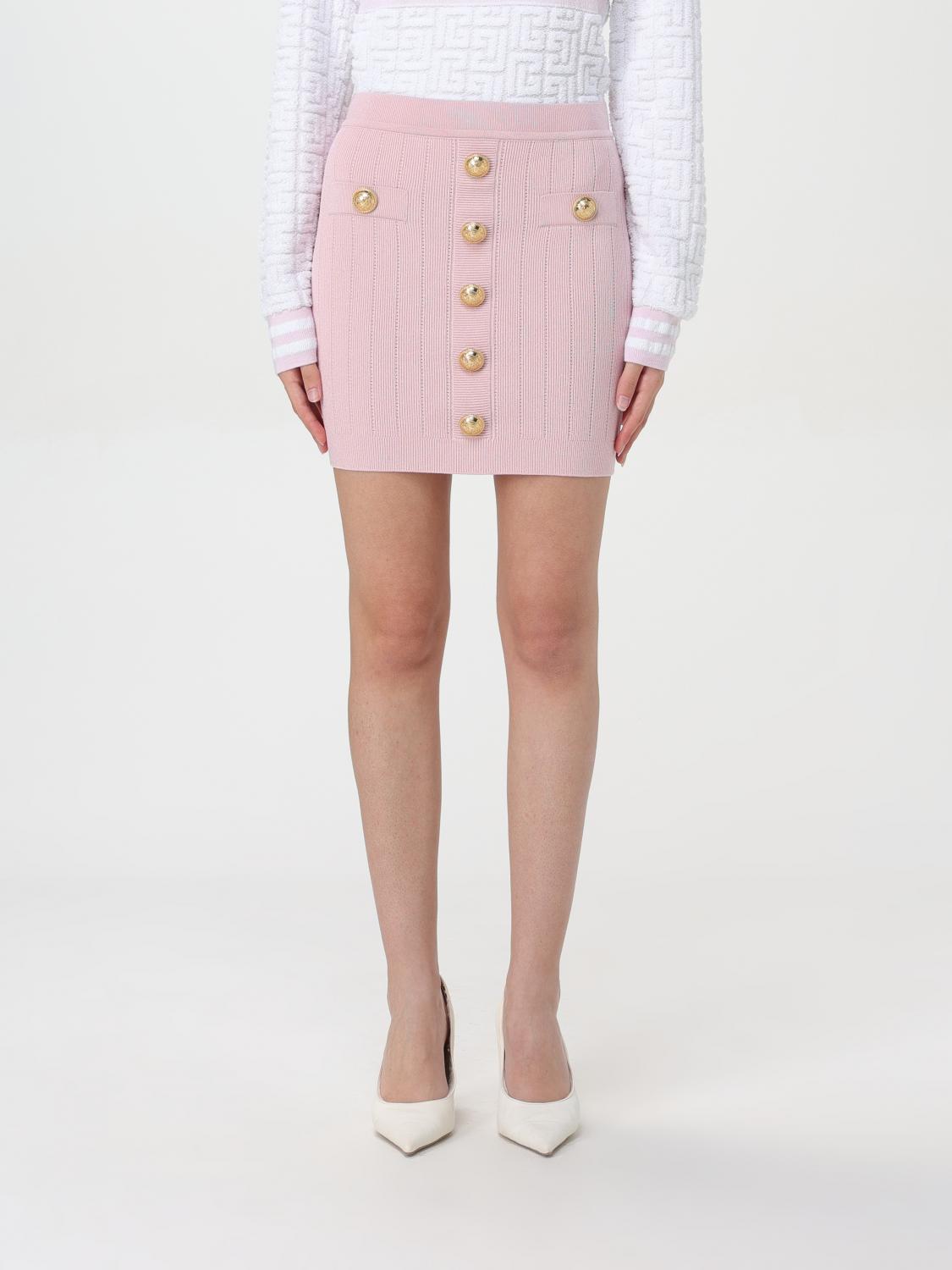 BALMAIN GONNA: Gonna mini con bottoni Balmain, Rosa - Img 1