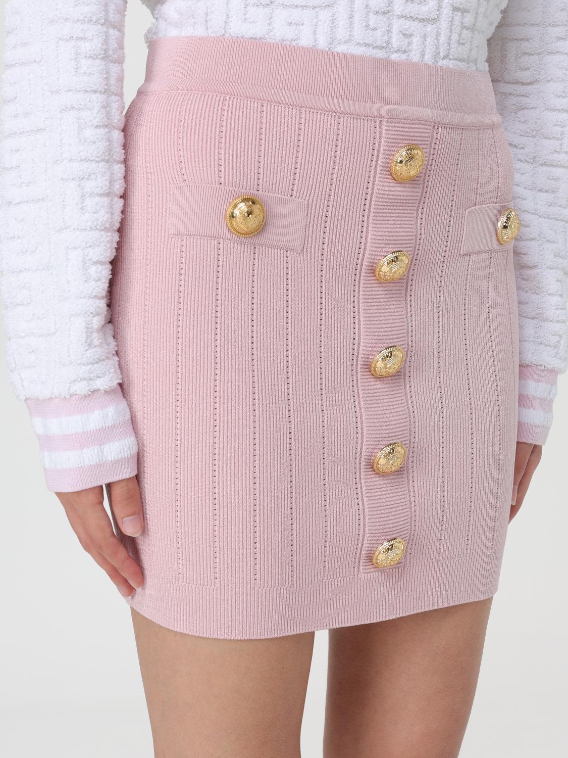 BALMAIN GONNA: Gonna mini con bottoni Balmain, Rosa - Img 5