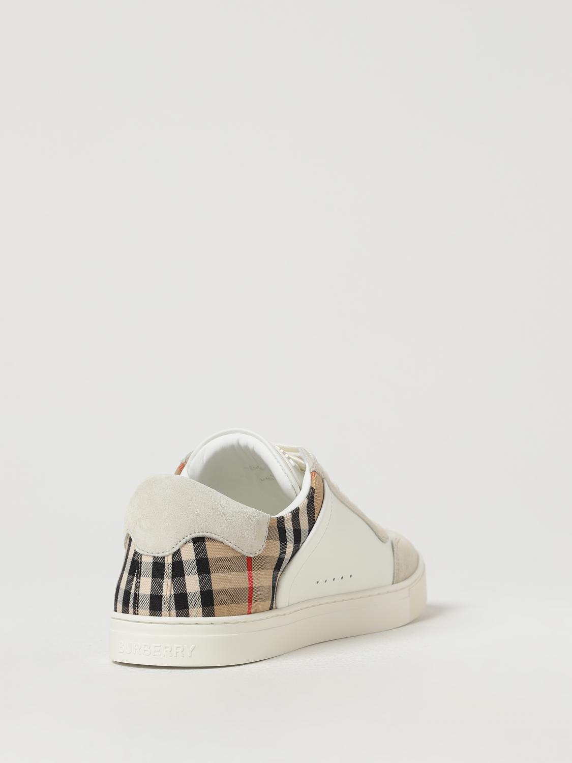 BURBERRY SNEAKERS: Sneakers Burberry in pelle e canvas jacquard , Bianco - Img 3