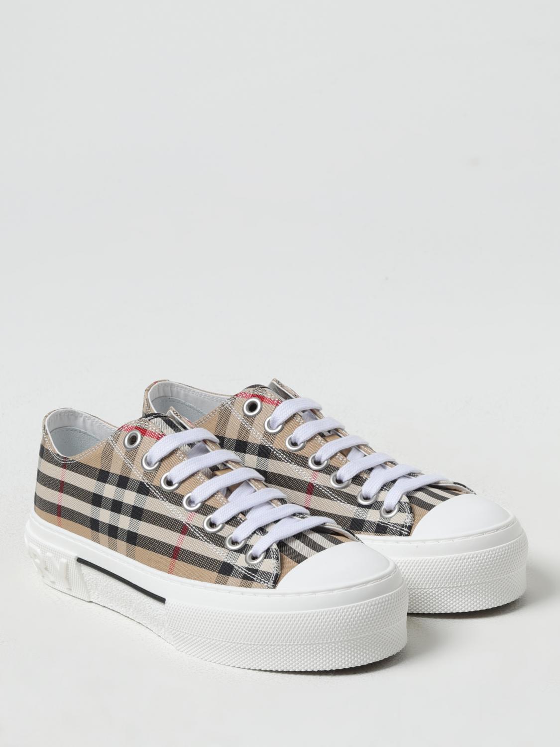 BURBERRY SNEAKERS: Sneakers Jack Burberry in canvas con Vintage Check jacquard , Beige - Img 2