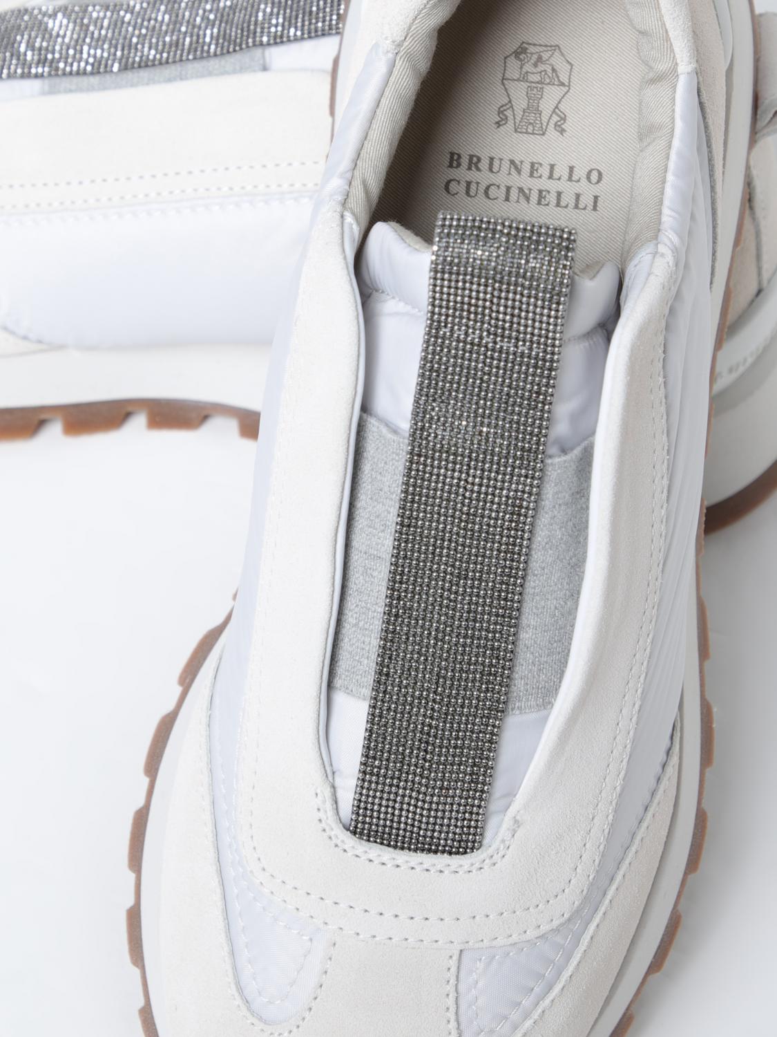 BRUNELLO CUCINELLI SNEAKERS: Sneakers Brunello Cucinelli in camoscio e nylon con monile , Bianco - Img 1