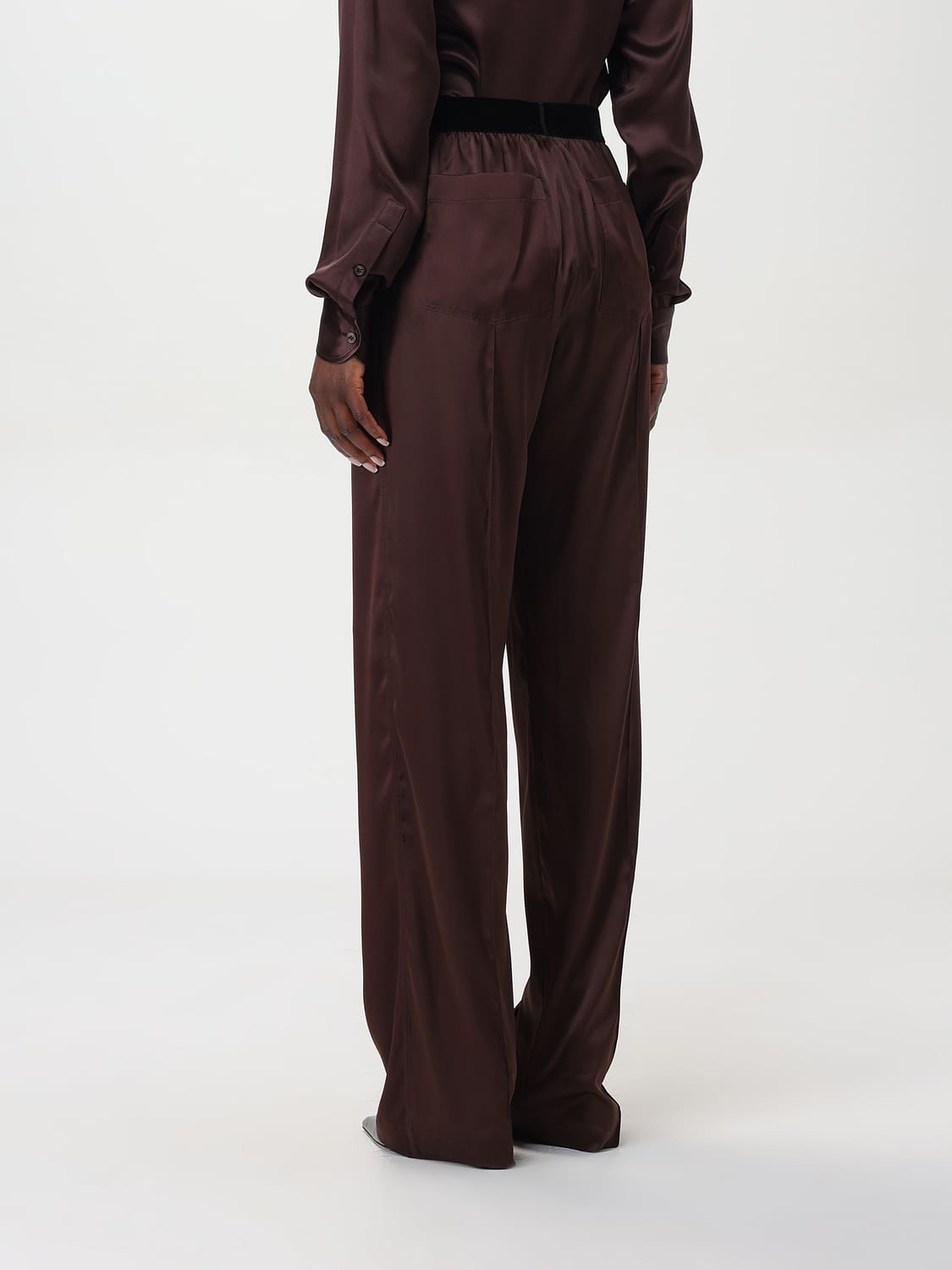 TOM FORD PANTALONI: Pantalone in misto seta Tom Ford, Marrone - Img 3