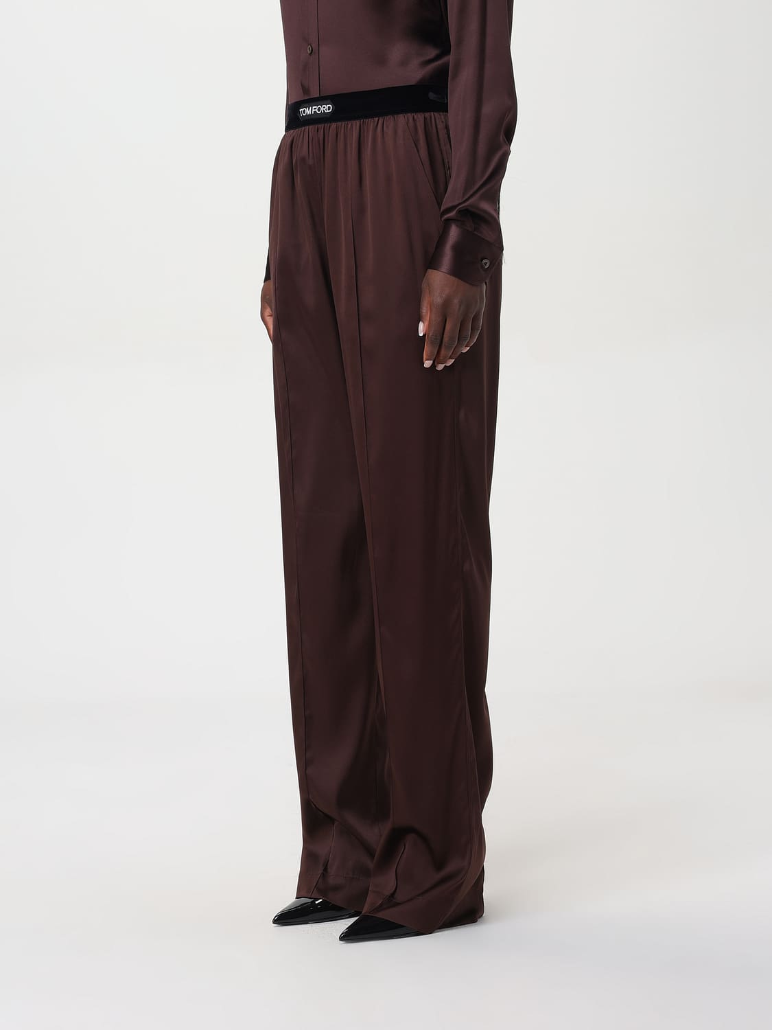 TOM FORD PANTALONI: Pantalone in misto seta Tom Ford, Marrone - Img 4