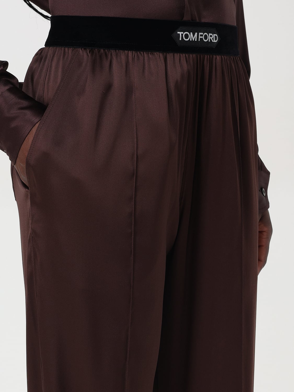 TOM FORD PANTALONI: Pantalone in misto seta Tom Ford, Marrone - Img 5