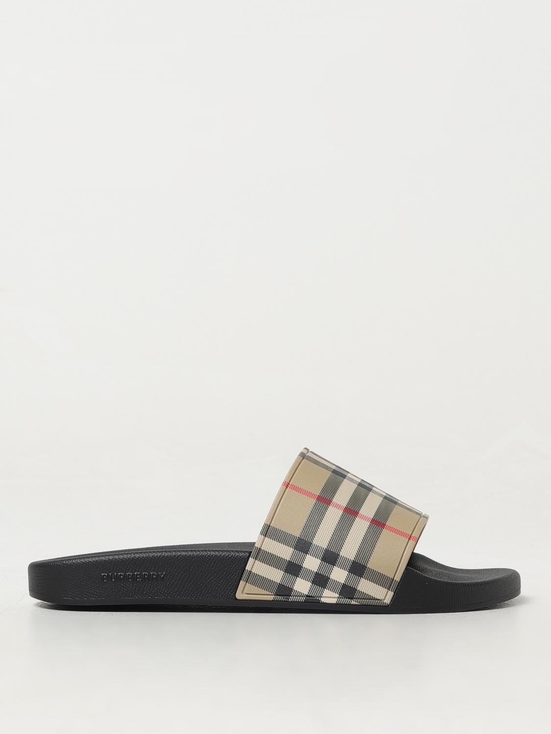 BURBERRY サンダル: Burberry ヴィンテージチェック プリントラバー スライダー, ベージュ - Img 1