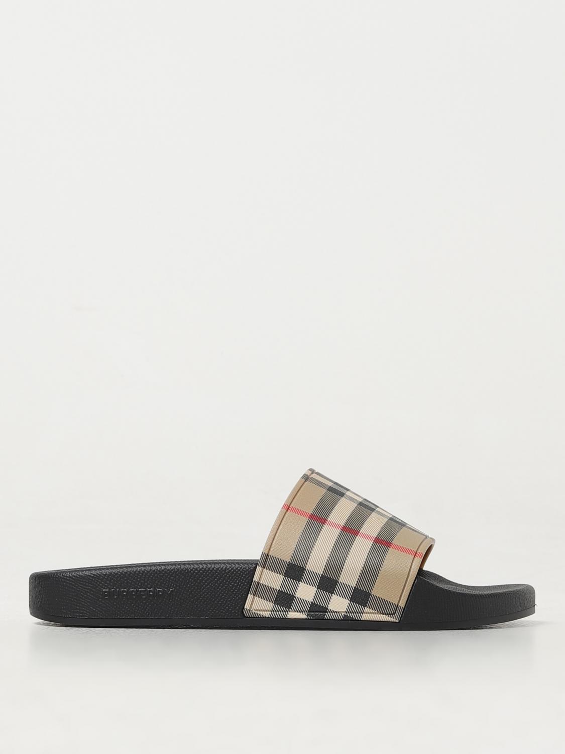 BURBERRY FLACHE SANDALEN: Vintage Check Sliders von Burberry aus Gummi, Bunt - Img 1