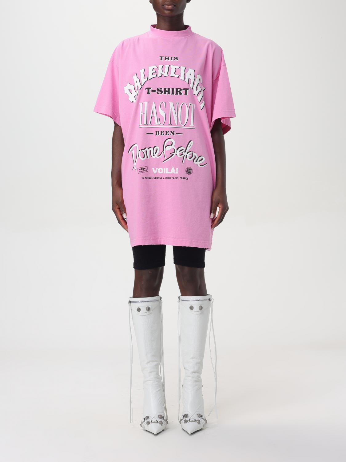 BALENCIAGA: T-shirt woman - Pink | Balenciaga t-shirt 787349TQVW4 ...