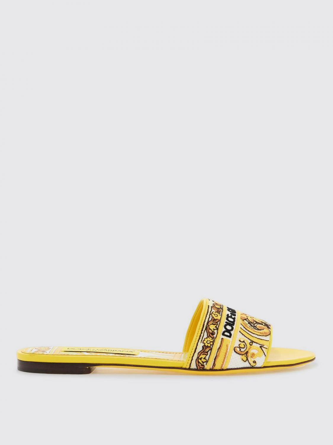 Dolce & Gabbana Flat sandals woman - Yellow | CQ0571AV804 | GIGLIO.COM