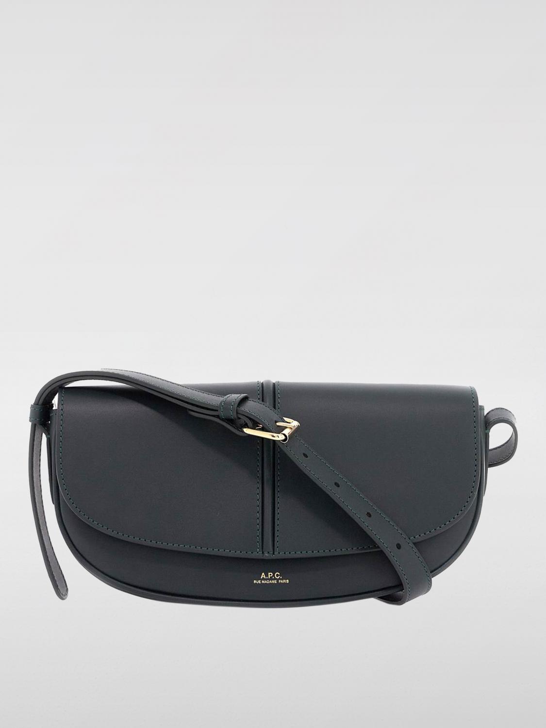 A.P.C. BORSA A SPALLA: Borsa Betty A.P.C. in pelle, Verde - Img 1