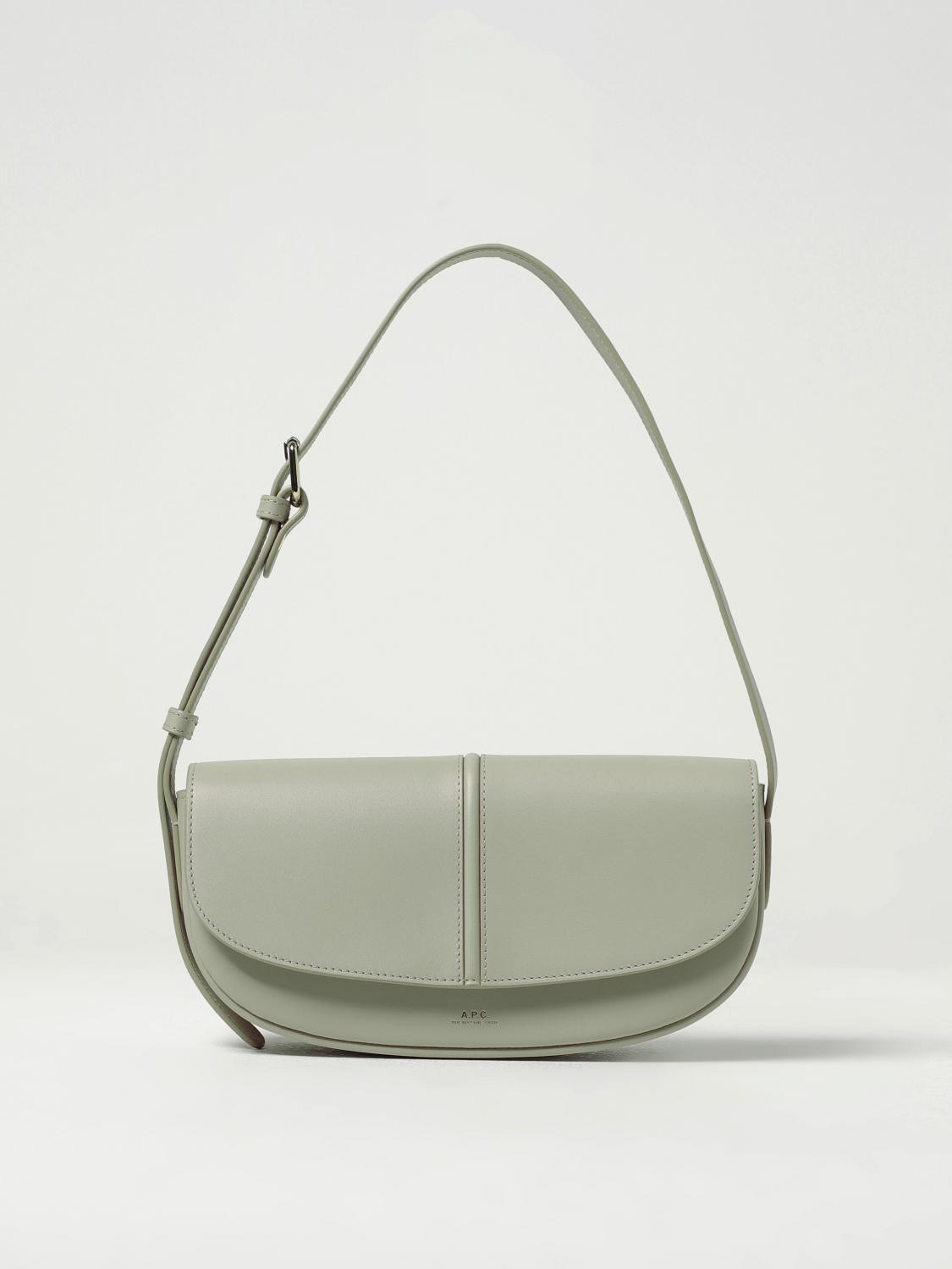 A.P.C. BORSA A SPALLA: Borsa Betty A.P.C. in pelle, Salvia - Img 1