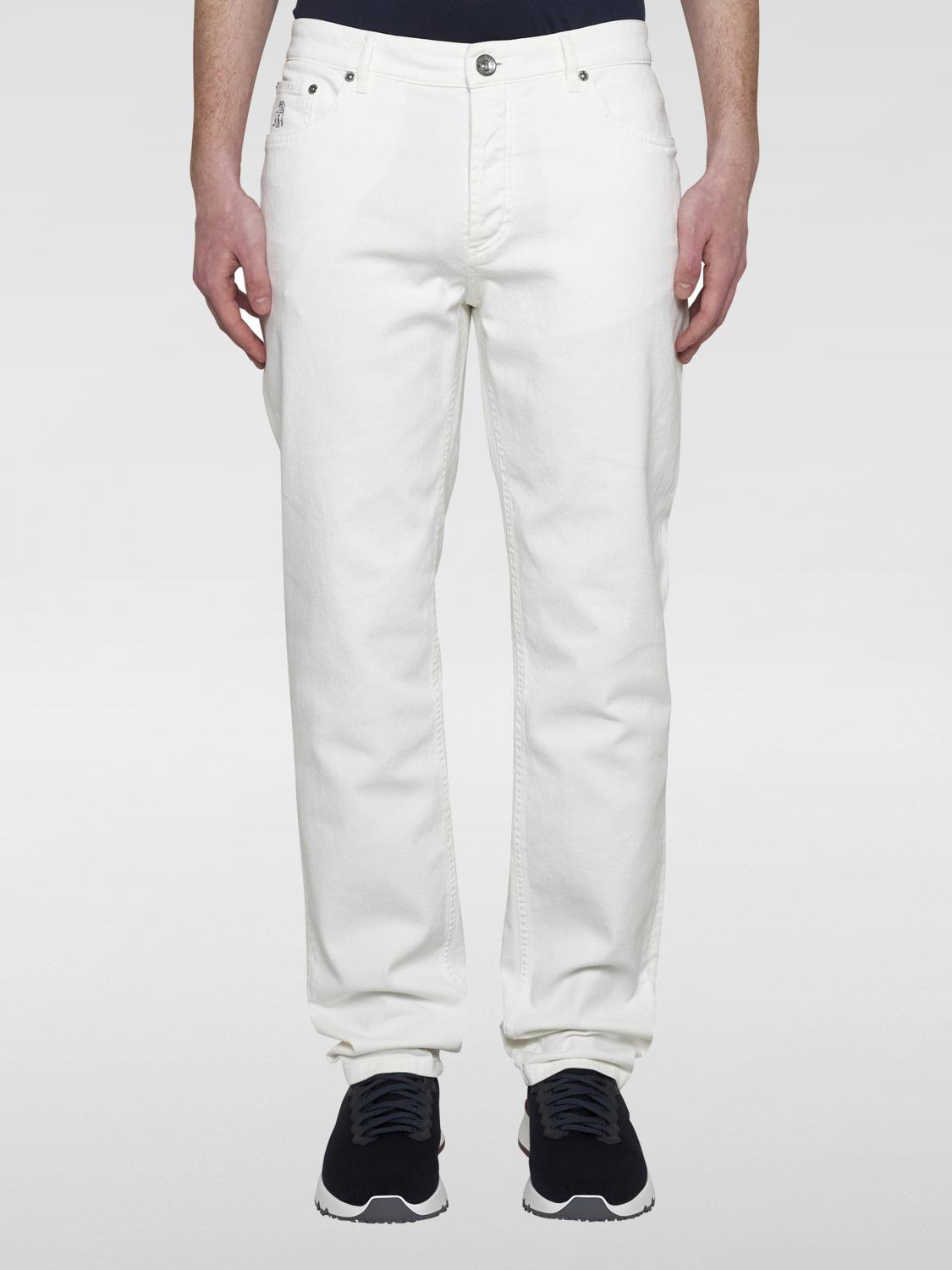 Brunello Cucinelli Cotton Trousers - White | M277PD3210 | GIGLIO.COM