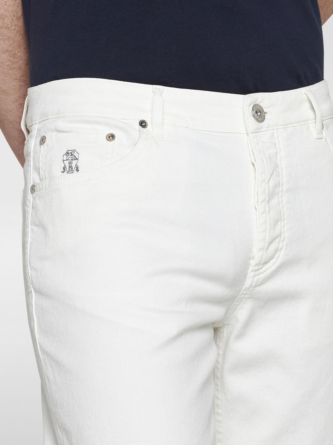 Brunello Cucinelli Cotton Trousers - White | M277PD3210 | GIGLIO.COM