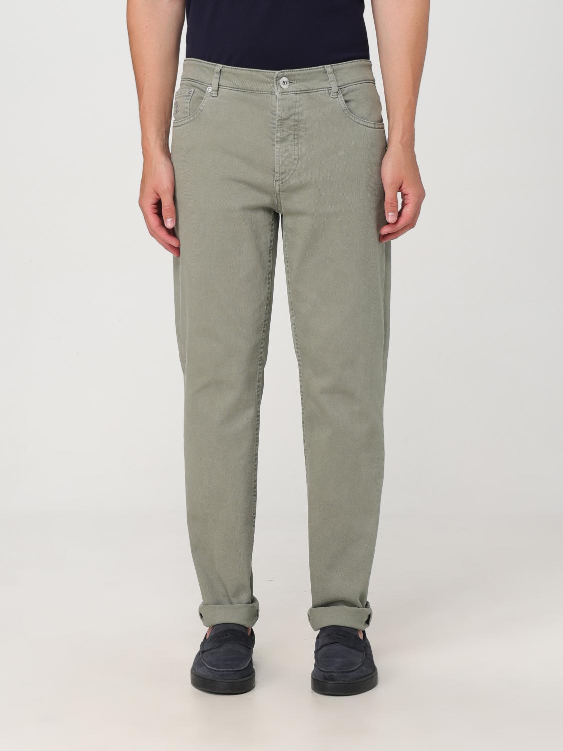 BRUNELLO CUCINELLI PANTS: Cotton Trousers Brunello Cucinelli, Military - Img 1