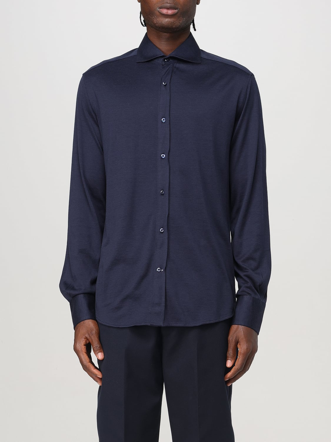BRUNELLO CUCINELLI CAMICIA: Camicia Brunello Cucinelli in misto seta e cotone , Blue - Img 1