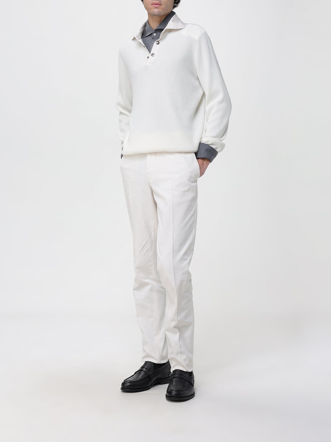 BRUNELLO CUCINELLI CAMICIA: Camicia Brunello Cucinelli in misto seta e cotone , Grigio - Img 2