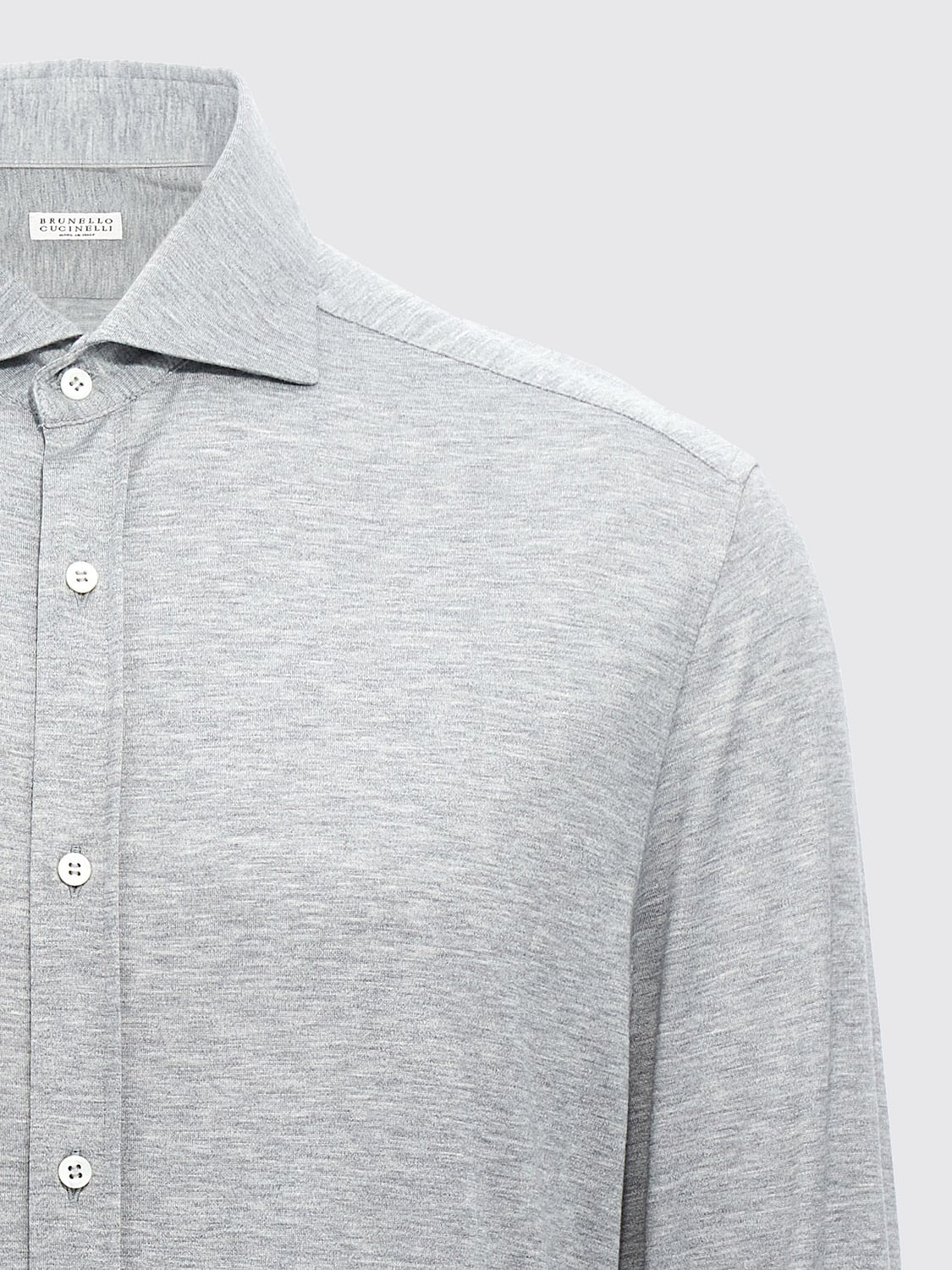 BRUNELLO CUCINELLI CAMICIA: Camicia Brunello Cucinelli in misto seta e cotone , Grigio 1 - Img 3