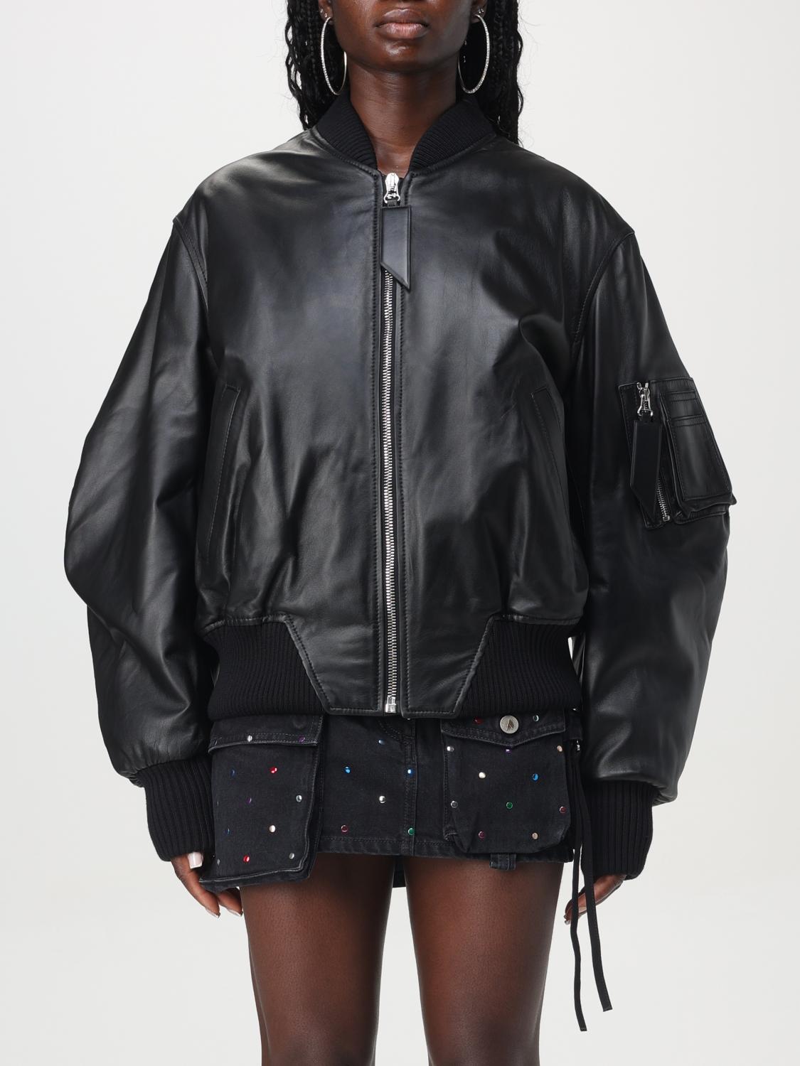 THE ATTICO GIACCA: Bomber in pelle di agnello The Attico oversize, Nero - Img 1
