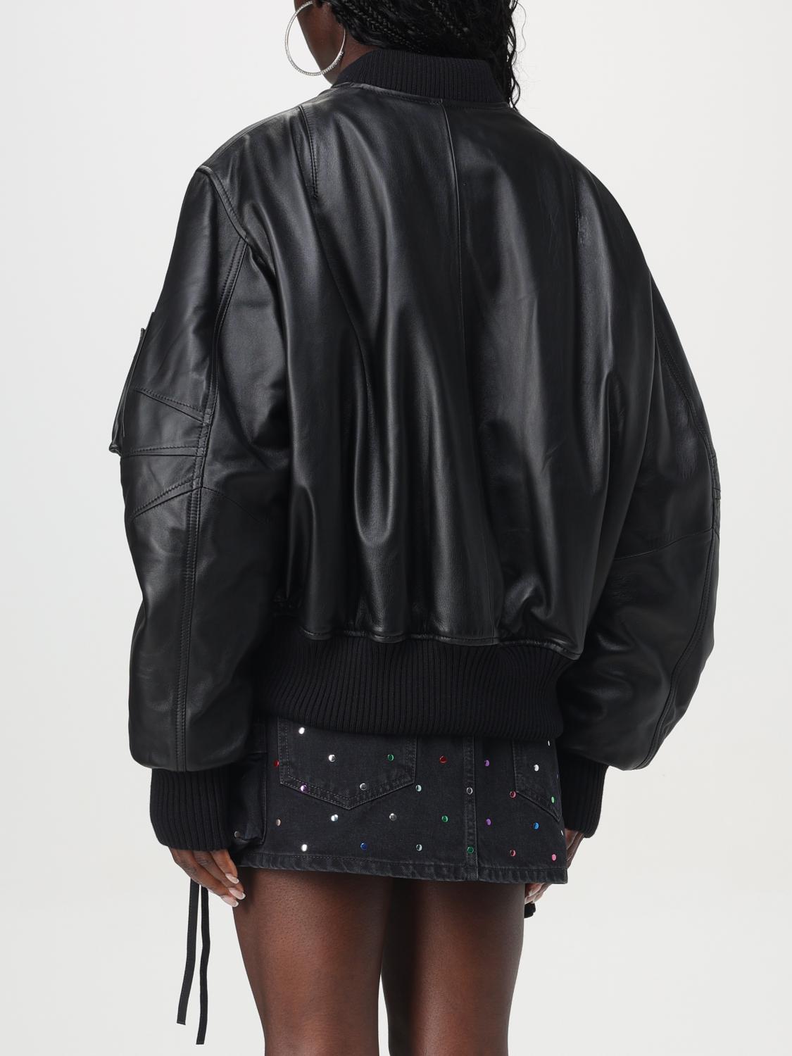 THE ATTICO GIACCA: Bomber in pelle di agnello The Attico oversize, Nero - Img 3