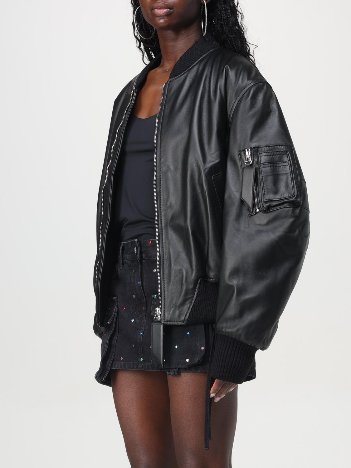 THE ATTICO GIACCA: Bomber in pelle di agnello The Attico oversize, Nero - Img 4