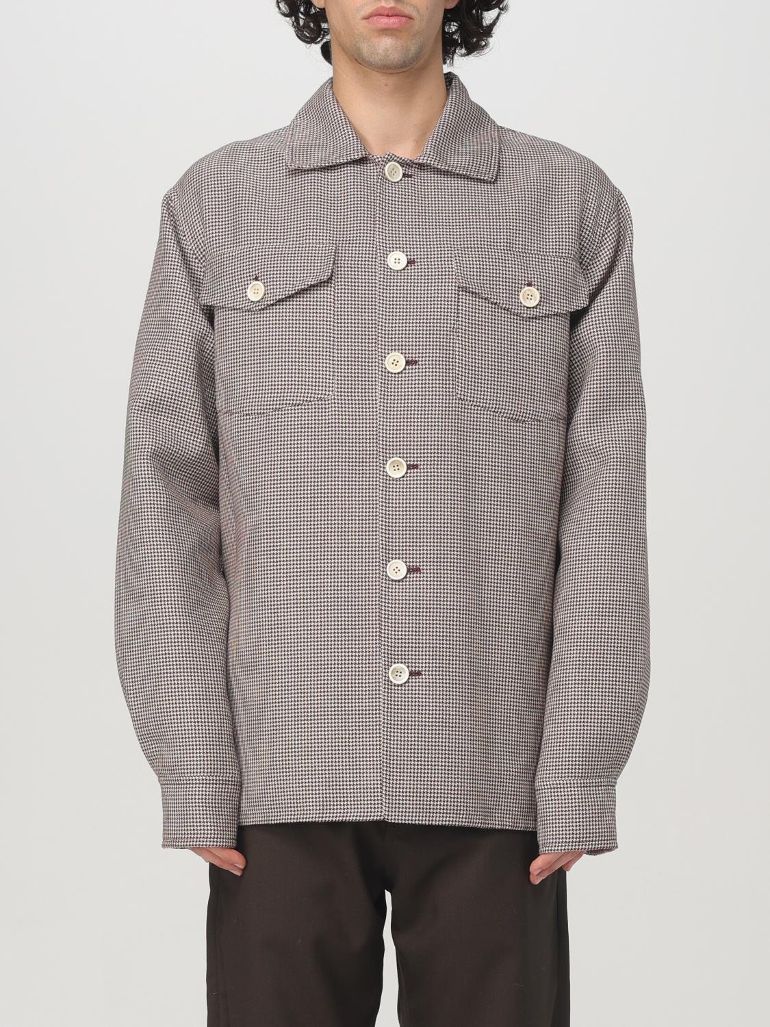 MARNI GIACCA: Overshirt Marni in misto lana pied de poule , Bordeaux - Img 1