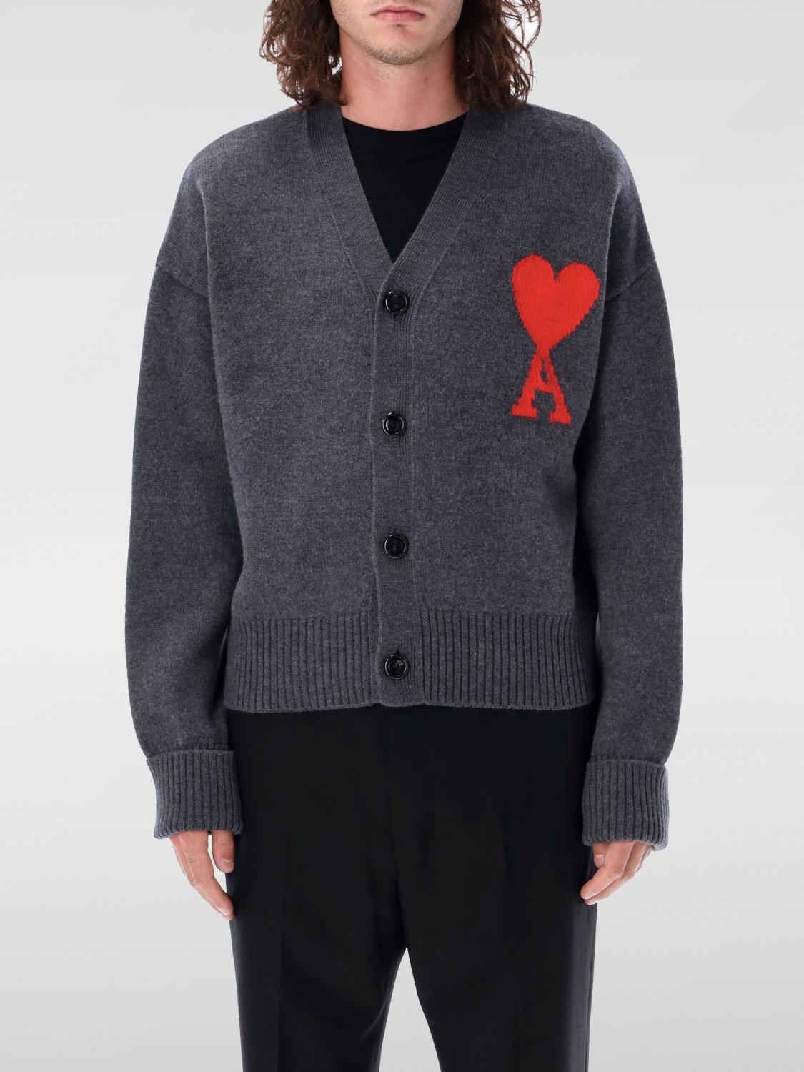 AMI PARIS STRICKJACKE: Pullover herren Ami Paris, Grau - Img 1