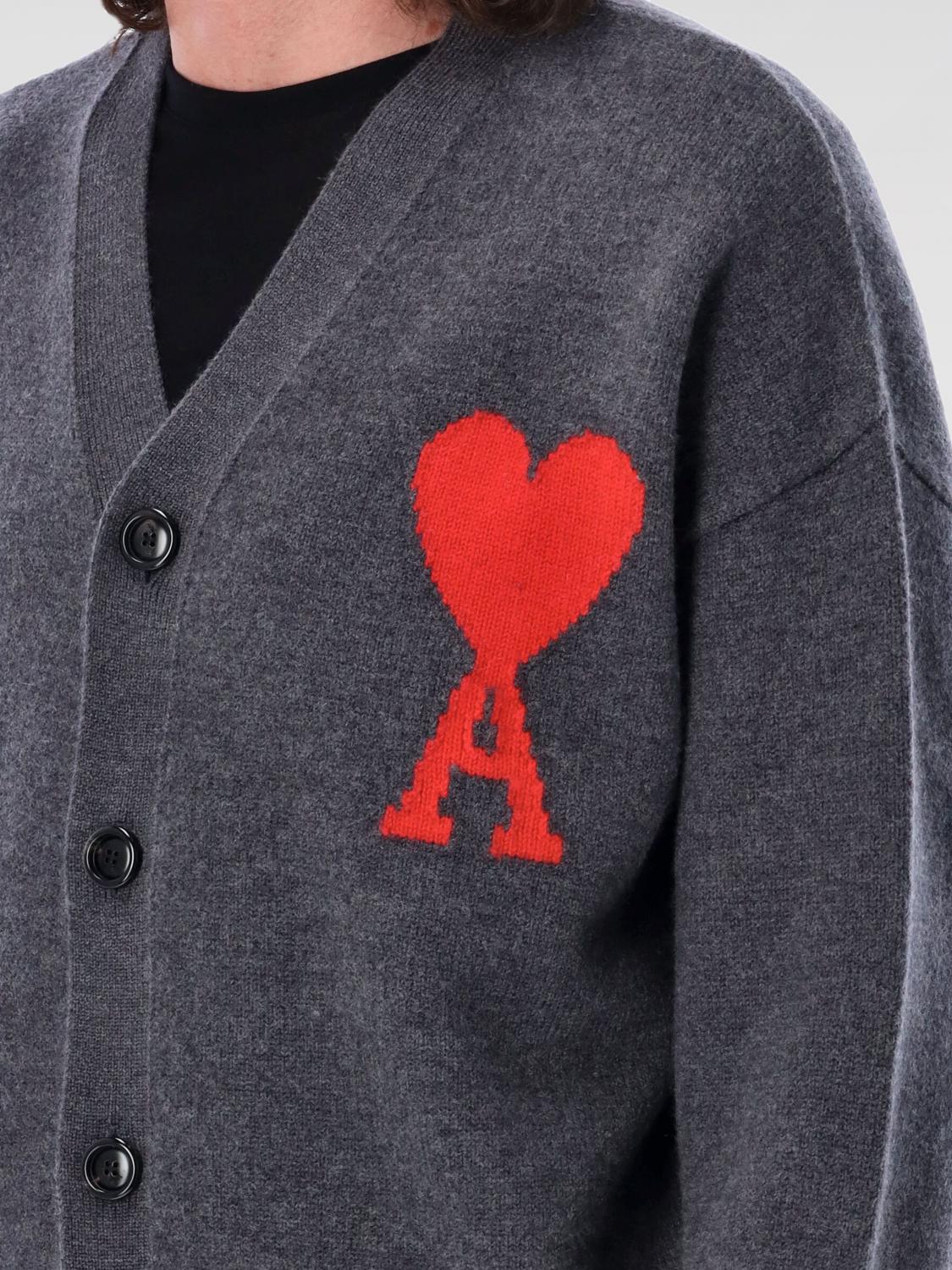 AMI PARIS STRICKJACKE: Pullover herren Ami Paris, Grau - Img 3