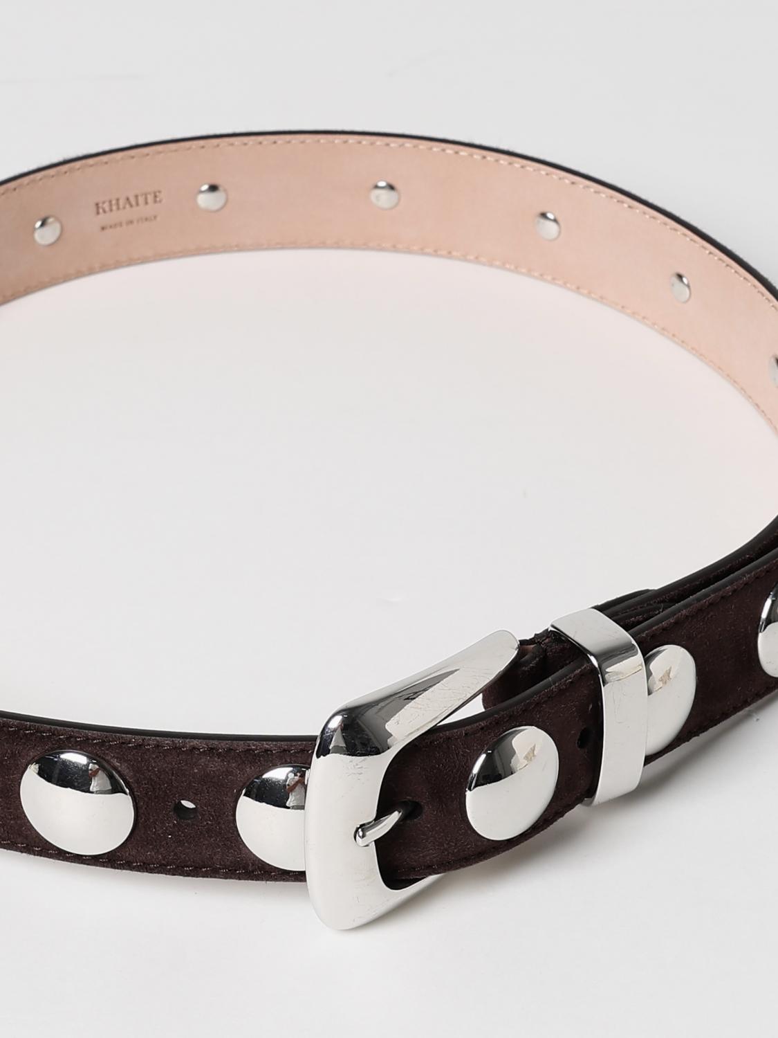 KHAITE CINTURA: Cintura Khaite in camoscio con borchie , Marrone - Img 2