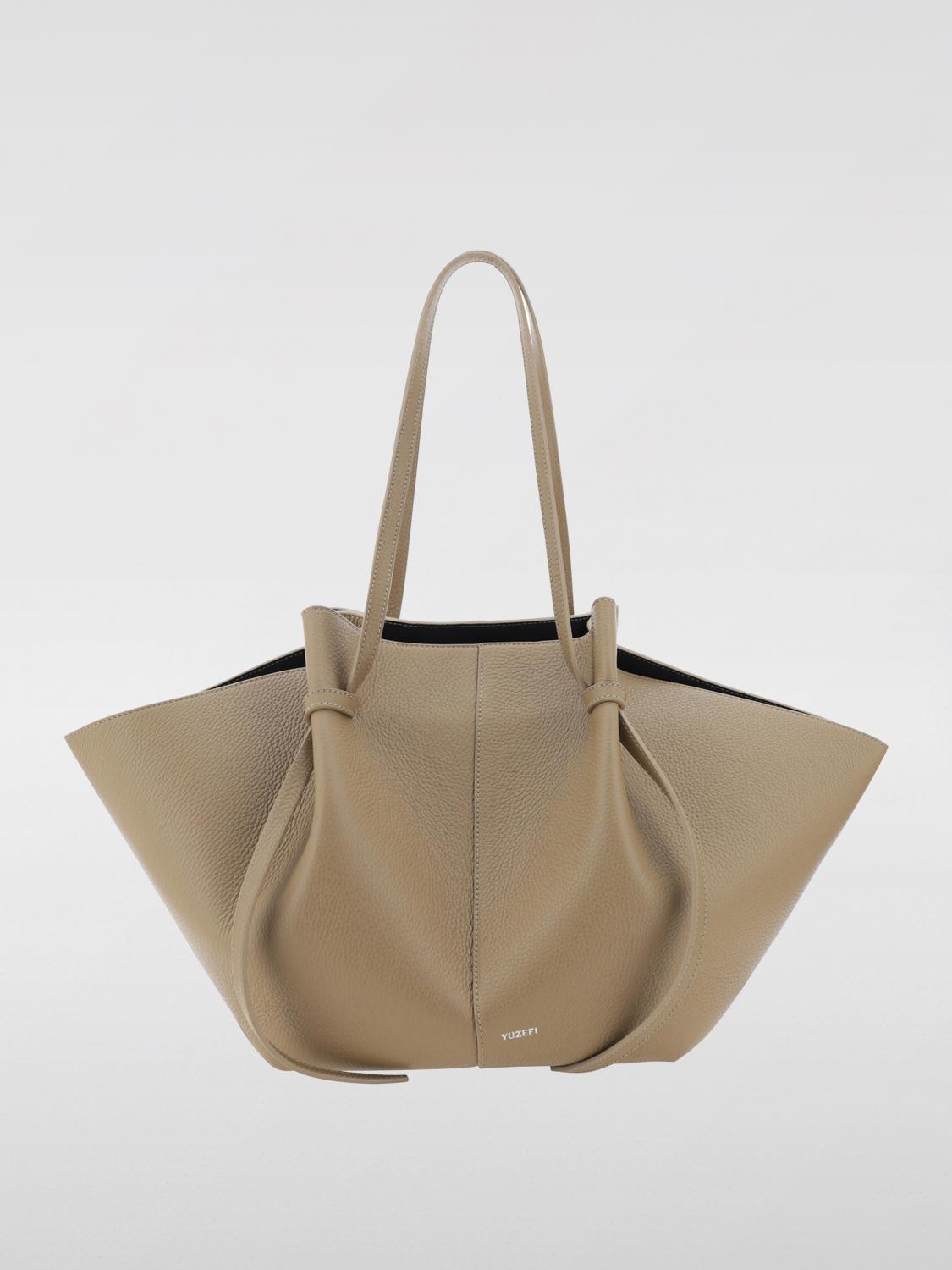 YUZEFI BORSA TOTE: Borsa Mochi Yuzefi in pelle a grana , Beige - Img 1