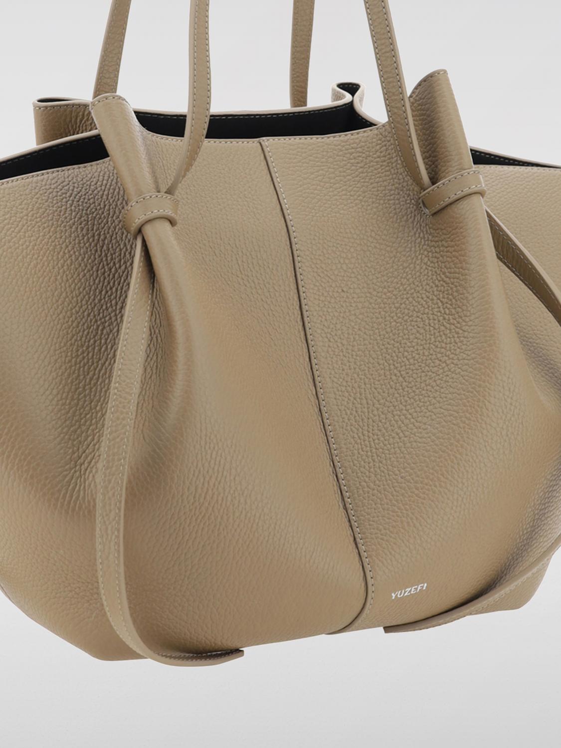 YUZEFI BORSA TOTE: Borsa Mochi Yuzefi in pelle a grana , Beige - Img 3