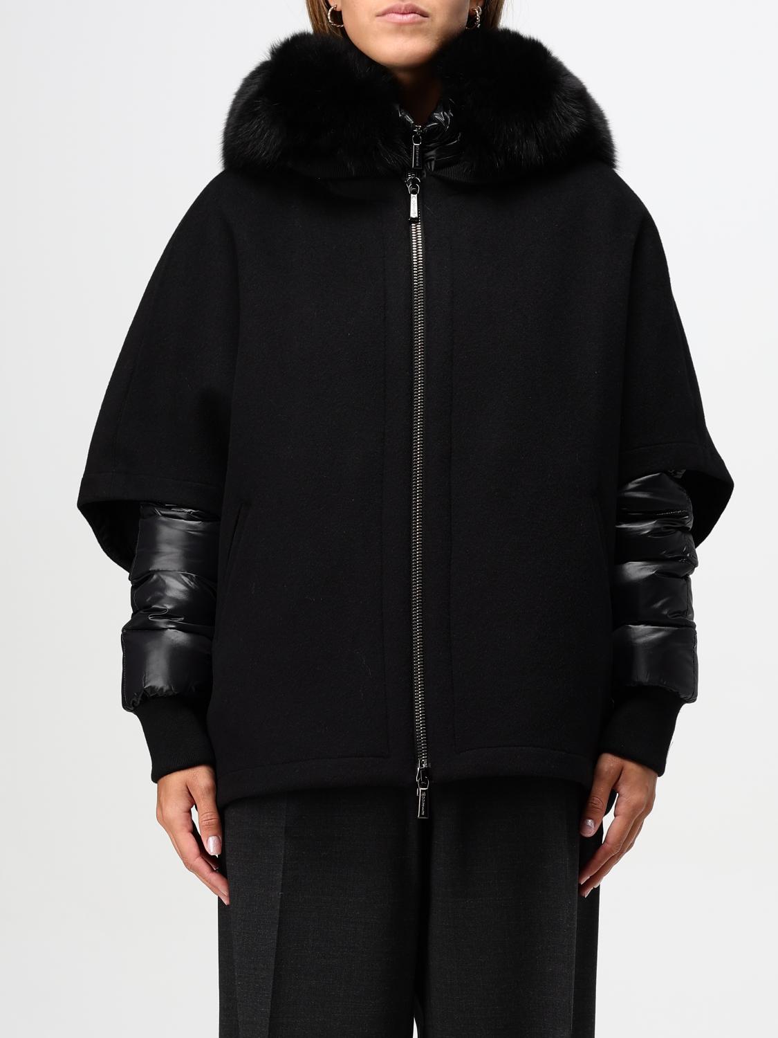 MOORER JACKET: Moorer down jacket with cape and hood with fur, Black - Img 1