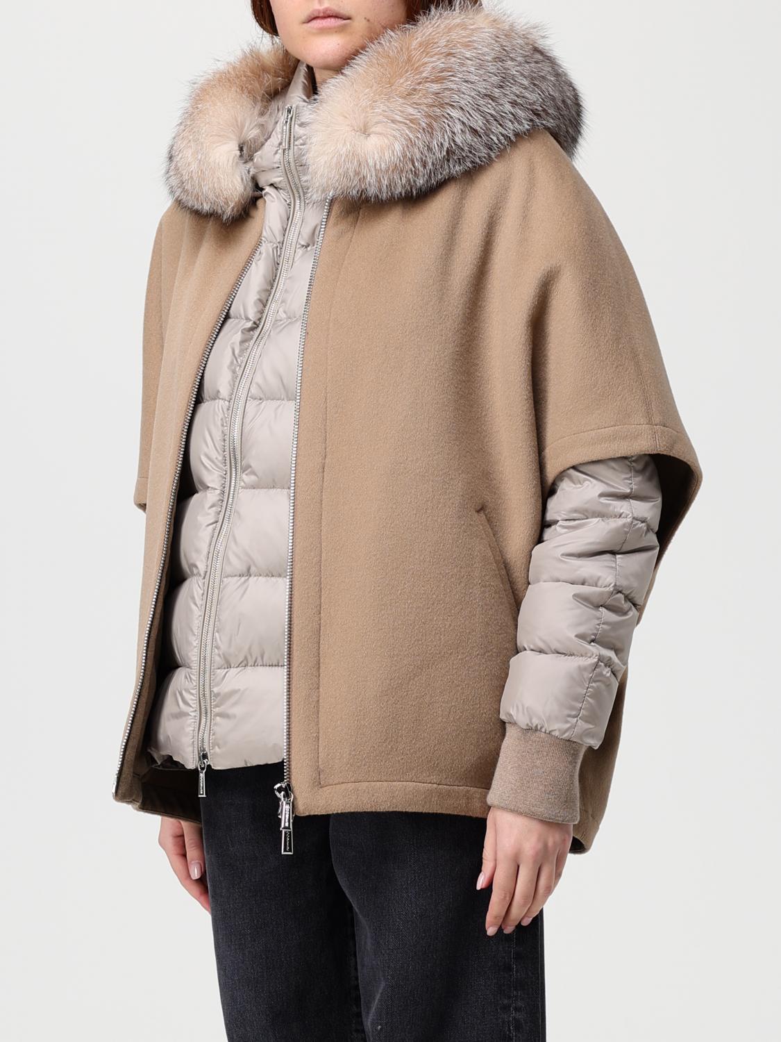 MOORER JACKET: Moorer down jacket with cape and hood with fur, Brown - Img 3