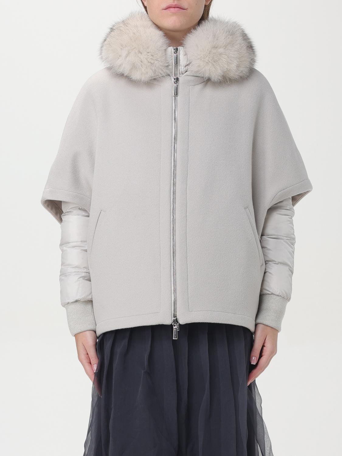 MOORER JACKET: Moorer down jacket with cape and hood with fur, Dove Grey - Img 1