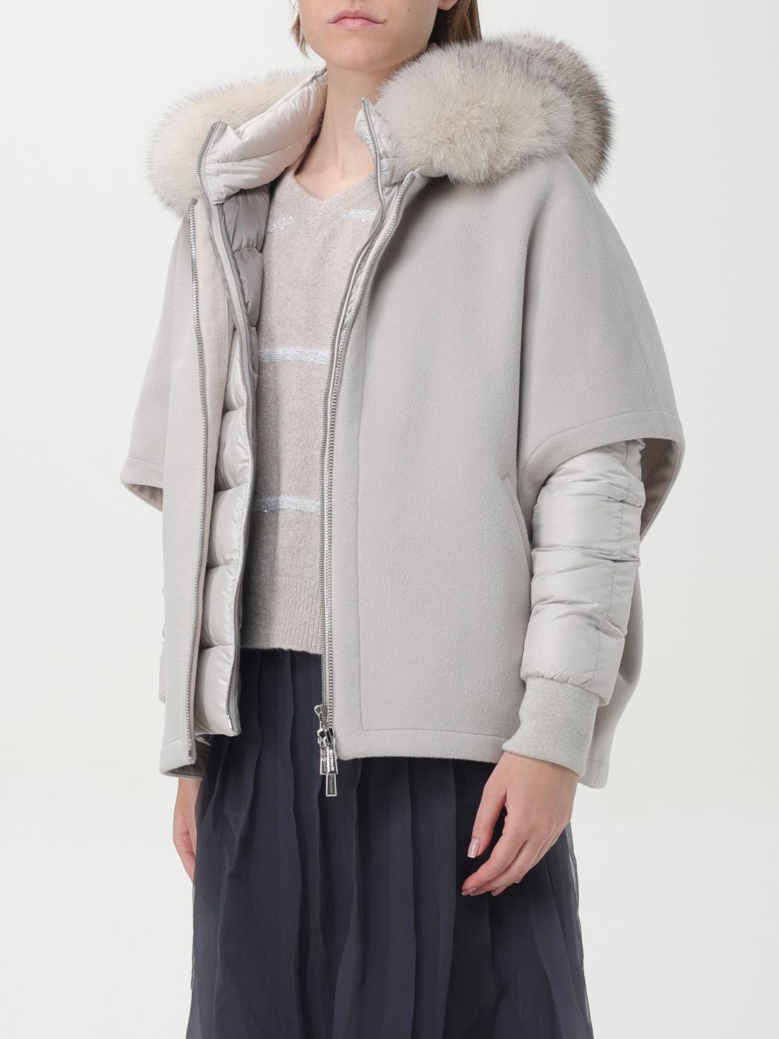 MOORER JACKET: Moorer down jacket with cape and hood with fur, Dove Grey - Img 3