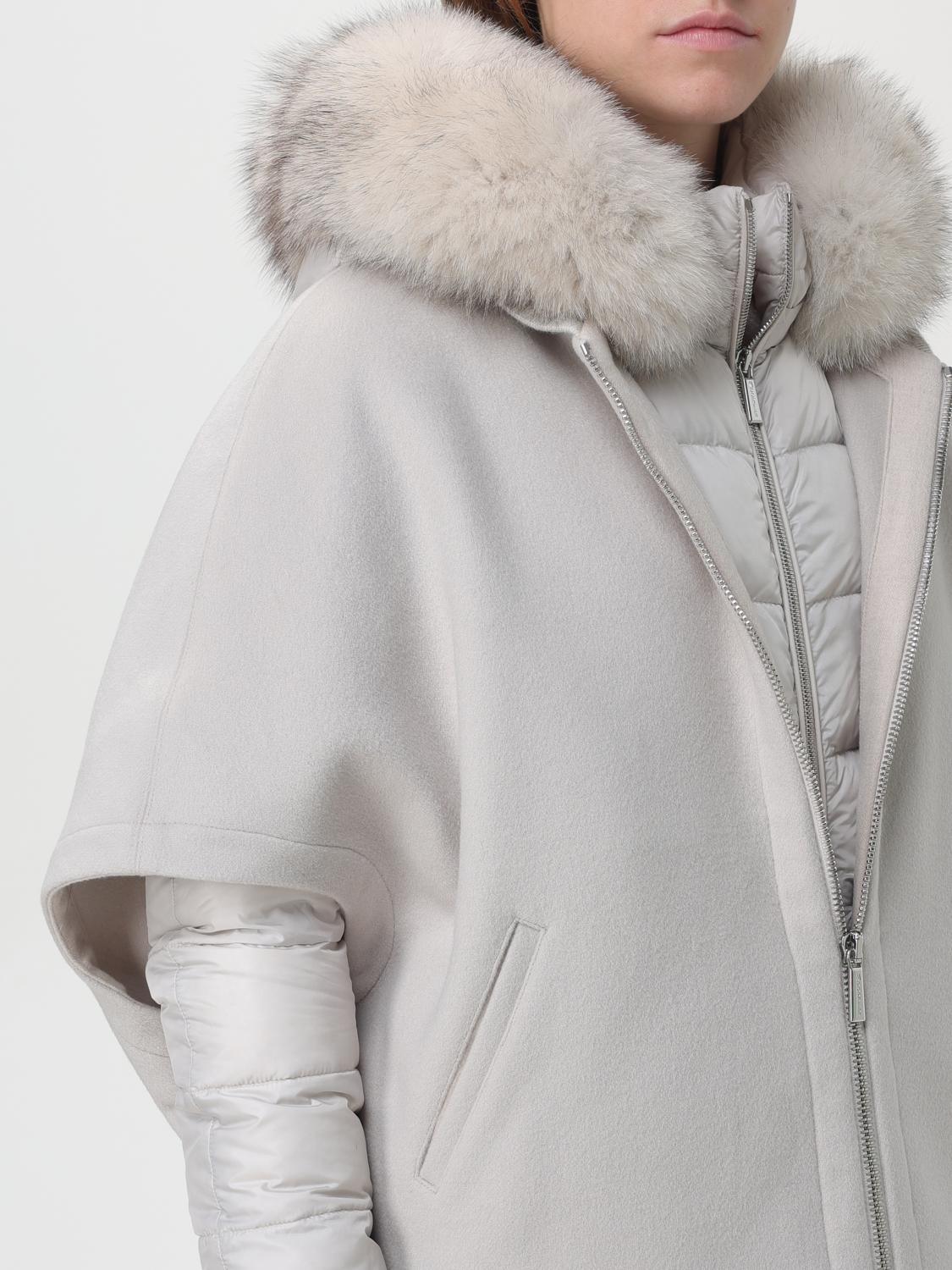 MOORER JACKET: Moorer down jacket with cape and hood with fur, Dove Grey - Img 4