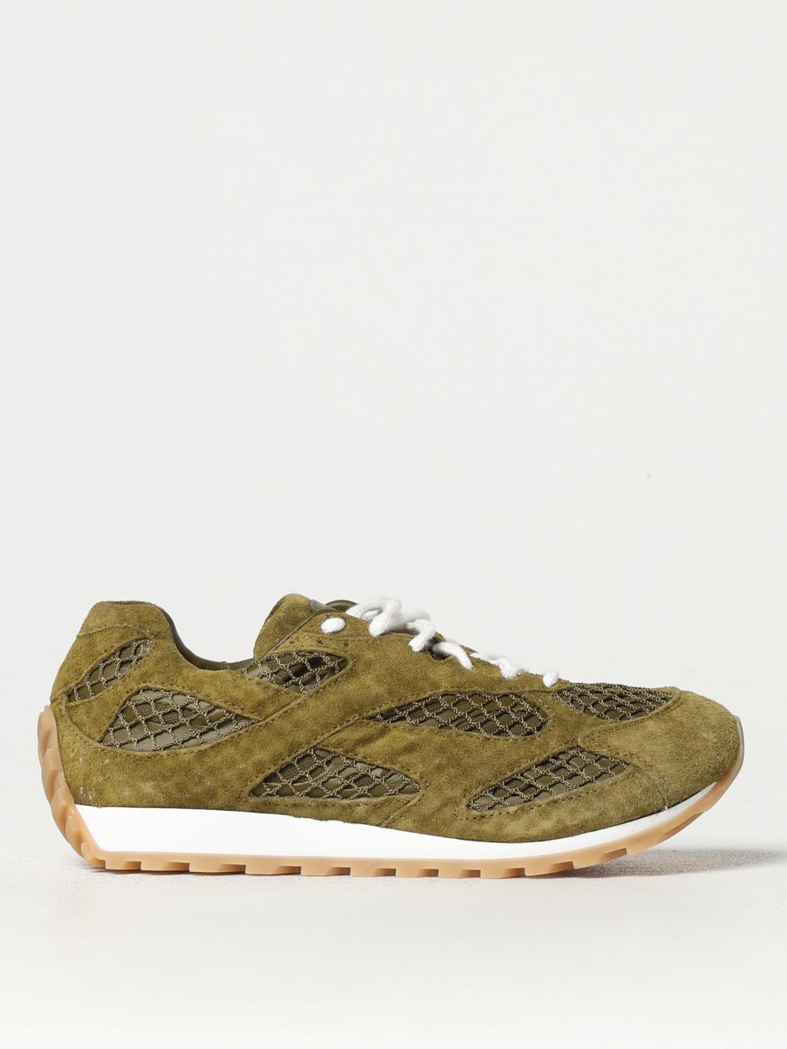 BOTTEGA VENETA SNEAKERS: Sneakers Orbit Bottega Veneta in camoscio e mesh a rete , Oliva - Img 1