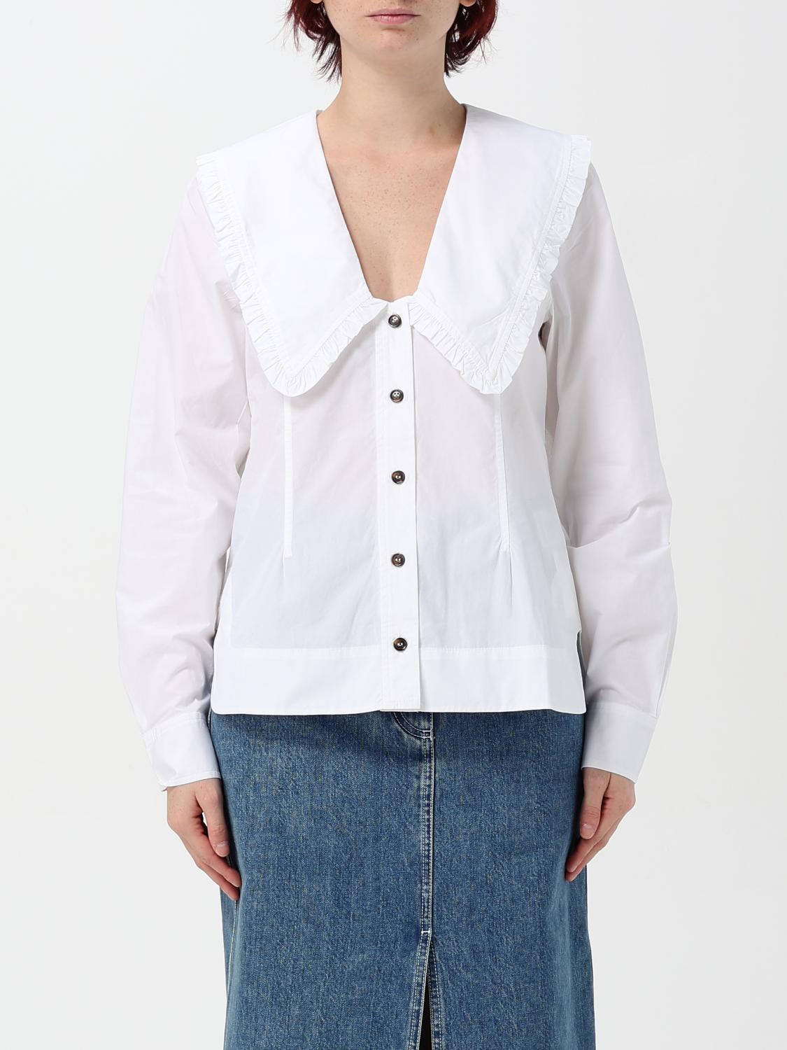 GANNI SHIRT: Shirt woman Ganni, White - Img 1