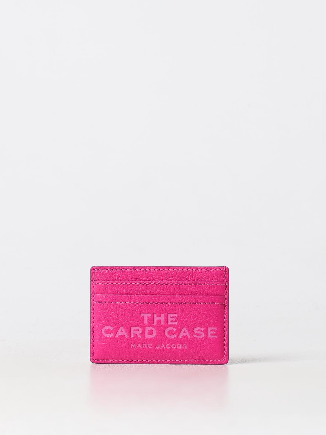 MARC JACOBS PORTAFOGLIO: Portacarte di credito The Card Case Marc Jacobs in pelle a grana , Fuxia - Img 1