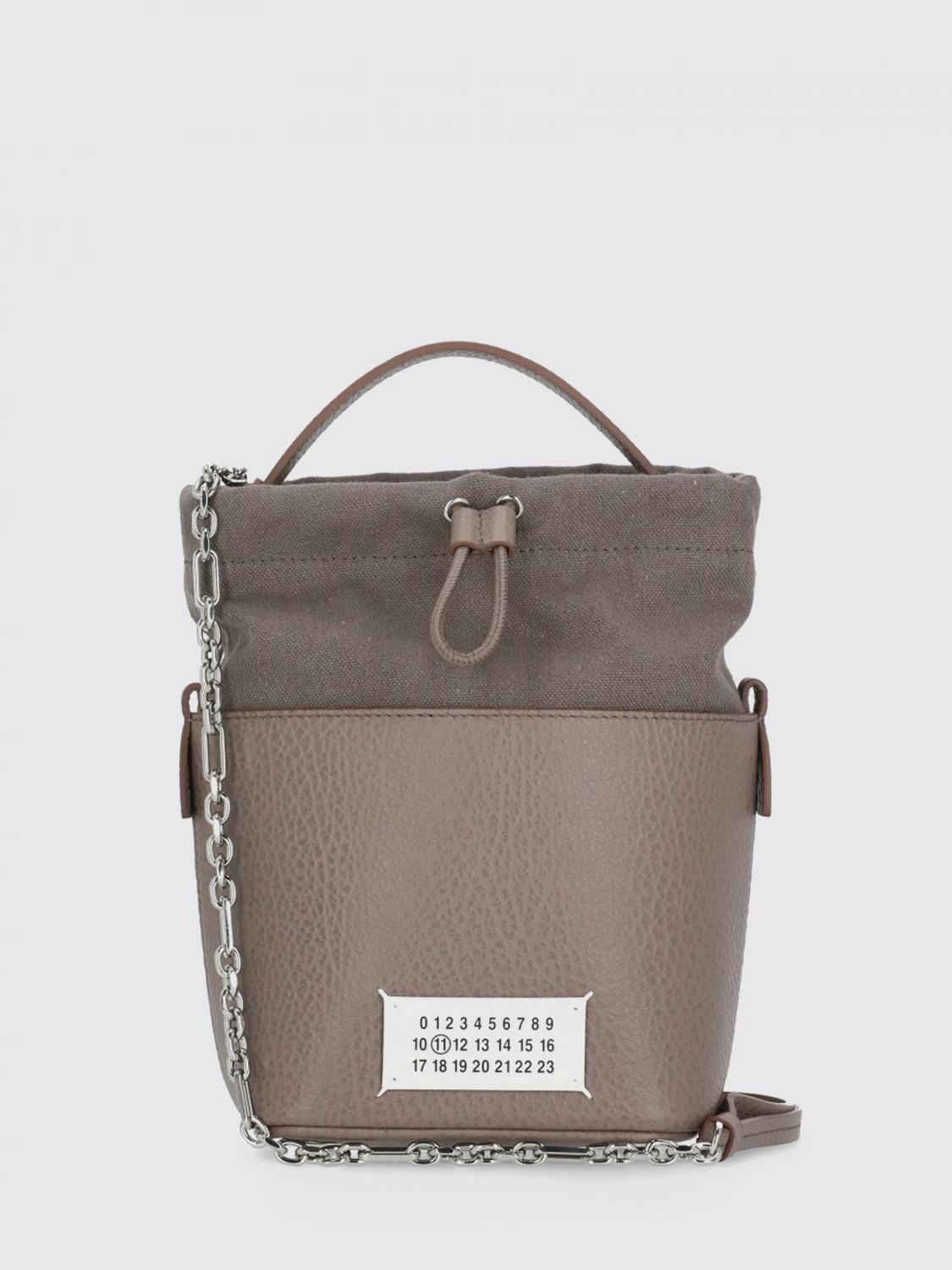 MAISON MARGIELA BORSA A TRACOLLA: Borsa a secchiello 5AC Maison Margiela in pelle a grana e canvas , Rosa - Img 1