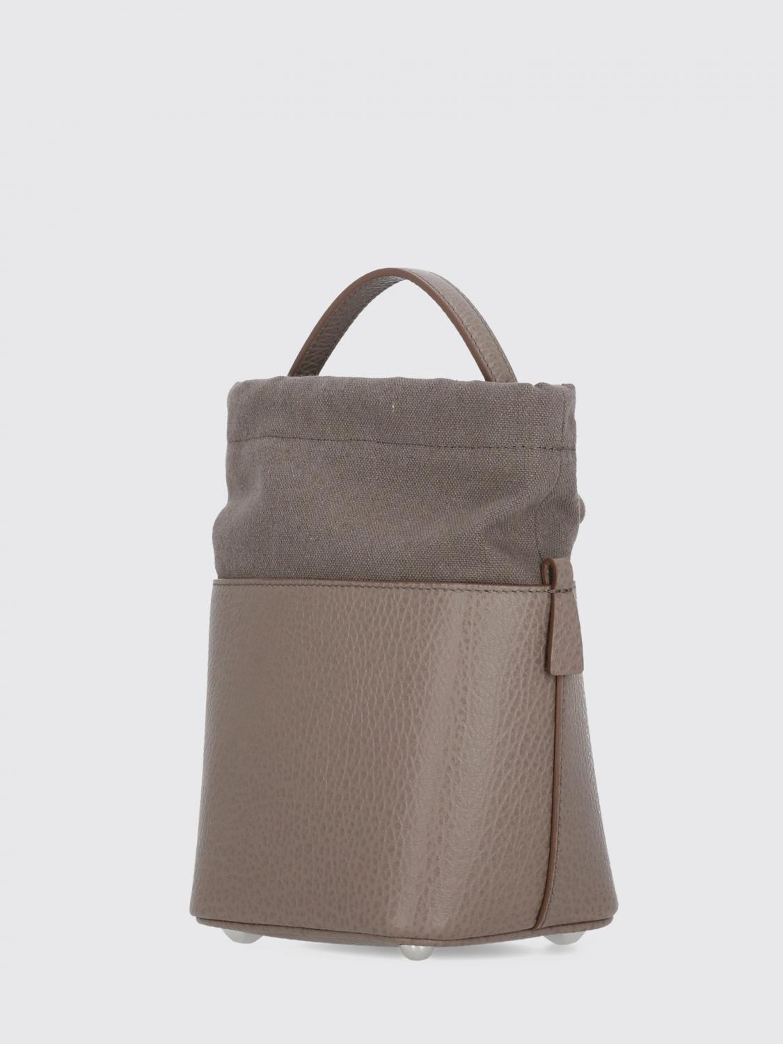 MAISON MARGIELA BORSA A TRACOLLA: Borsa a secchiello 5AC Maison Margiela in pelle a grana e canvas , Rosa - Img 2