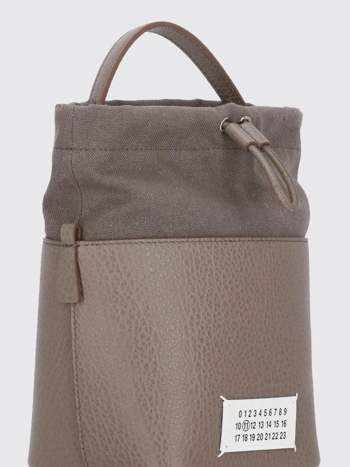 MAISON MARGIELA BORSA A TRACOLLA: Borsa a secchiello 5AC Maison Margiela in pelle a grana e canvas , Rosa - Img 3