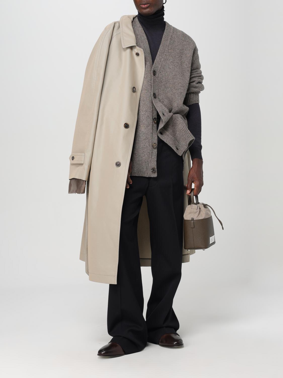 MAISON MARGIELA BORSA A TRACOLLA: Borsa a secchiello 5AC Maison Margiela in pelle a grana e canvas , Marrone - Img 2