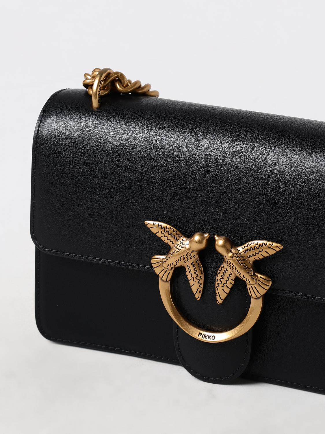 PINKO BORSA MINI: Borsa Love One Pinko in pelle , Nero - Img 3