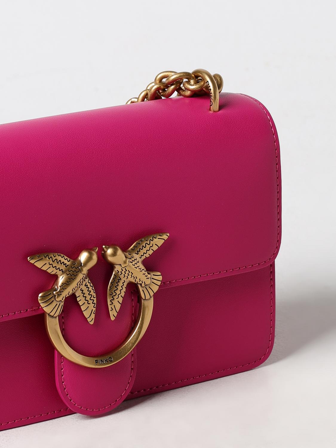 PINKO BORSA MINI: Borsa Love One Pinko in pelle , Fuxia - Img 3