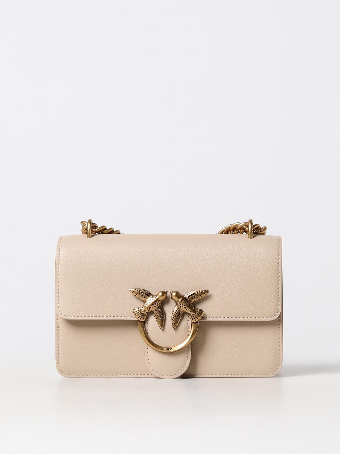 PINKO BORSA MINI: Borsa Love One Pinko in pelle , Beige - Img 1